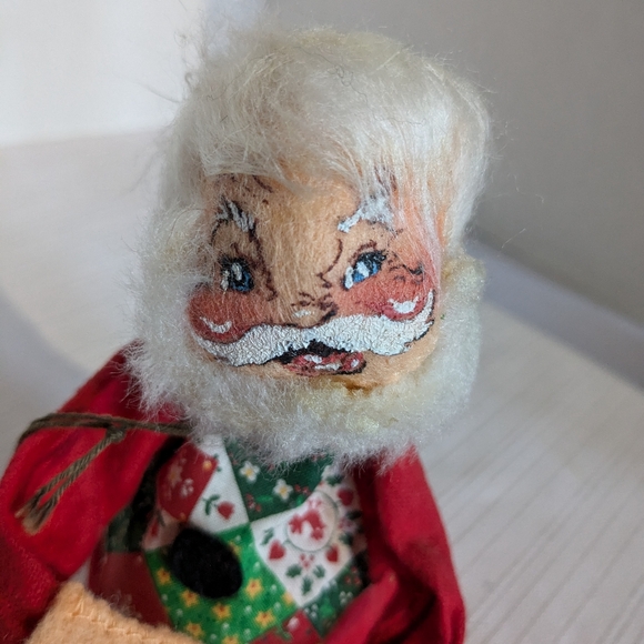 AnnaLee Santa Clause poseable doll VTG 1963 wearing a quilt pattern vest - Picture 8 of 10